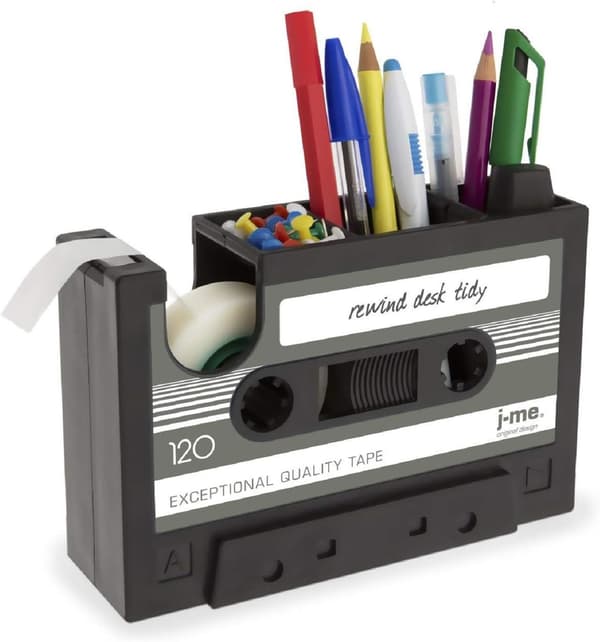 Retro kassettedispenser til skrivebord, blyantholder, pennebeholder