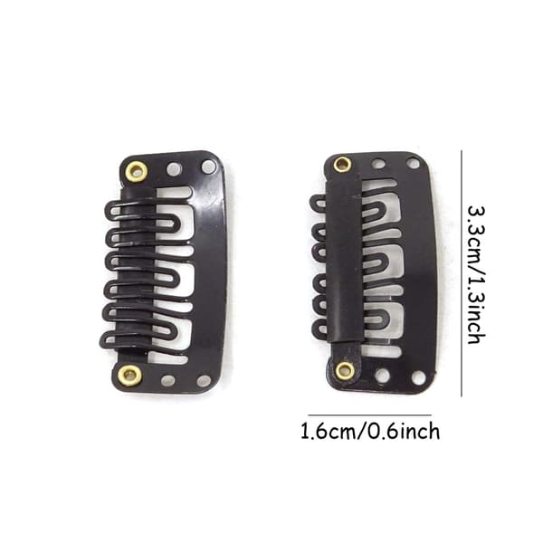 50 stk. 6-tandet U-formede clips til hårextensions - 3,3 cm/1,3 tommer