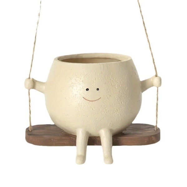 Söt Smiley Cartoon Swing Planter - perfekt för inomhus och utomhus