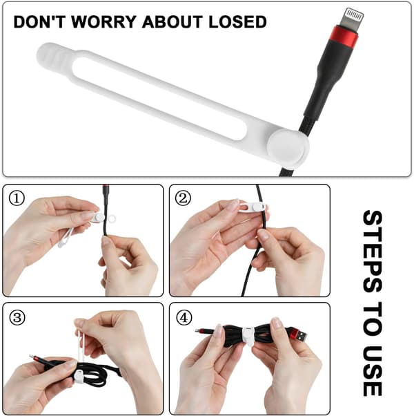 16 stk Silikon Kabelstropper Wire Organizer for Earphone, Phone Ch