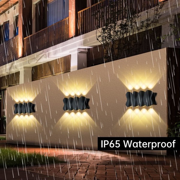 Outdoor wall light, waterproof IP65 8W warm white 3000K wall light, AC 85-265V up down spot aluminum lamp for patio garden courtyard balcony