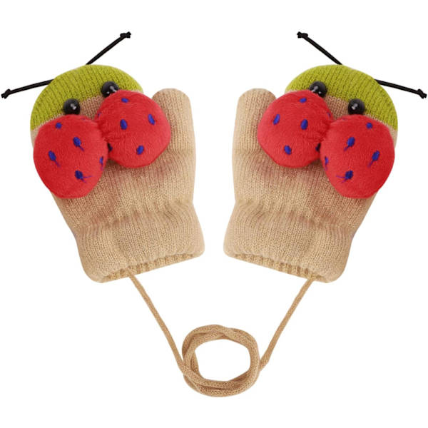 1 par Khaki insektstjocka vantar barnvantar stickade vantar vinter