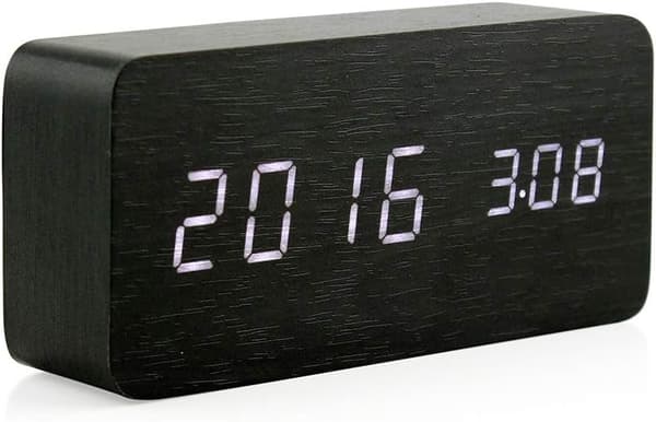 Trädigital väckarklocka, trämode multifunktionell LED-väckarklocka