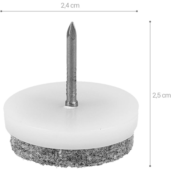 20x runda glider Ø24mm spikade på stolsben bordspallsmöbler