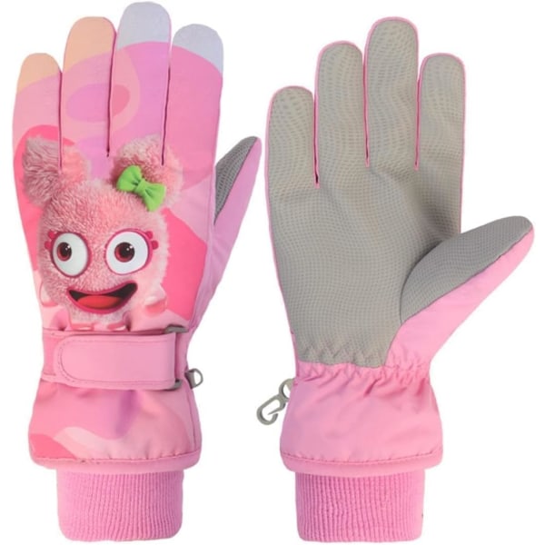 1 Pair（Hellrosa） 9-13 Years Kids Ski Gloves Winter Warm Mitten fo