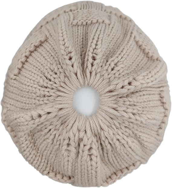 Dame lue Beige vinter strikket lue varm lue ampl