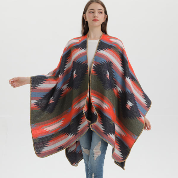 Orange Dame Sjal Stødende Geometrisk Split Fashion Varm Sjal O