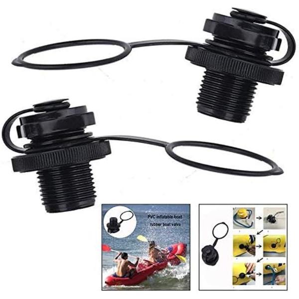 2-pack luftventil-adapterlock för kajak uppblåsbara båtar, svart