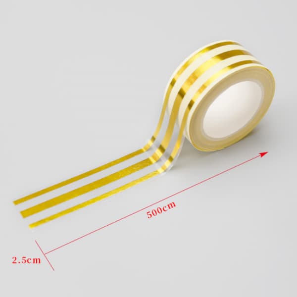 2 kpl itseliimautuvaa laattatarraa 2,5 cm / 5 m kulta