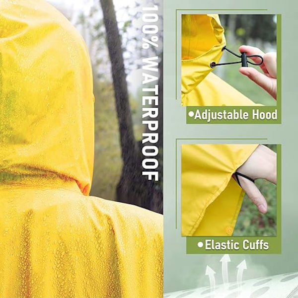 1 x Aikuisen vedenpitävä poncho vetoketjullisella hupulla, normaali koko ja