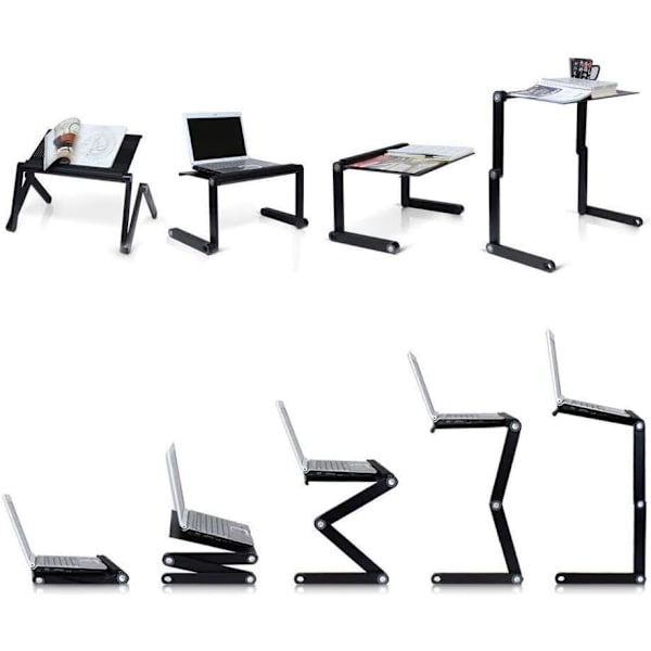 Laptop Stand, Foldbart Sengbord - 360° Justerbar Holder, til Laptop Bog (Sort)