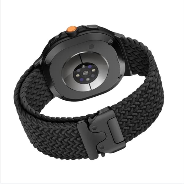 40/44 mm flätad elastisk fallskärmsspänne nylonrem kompatibel med Samsung Galaxy Watch 8 Classic Svart Black
