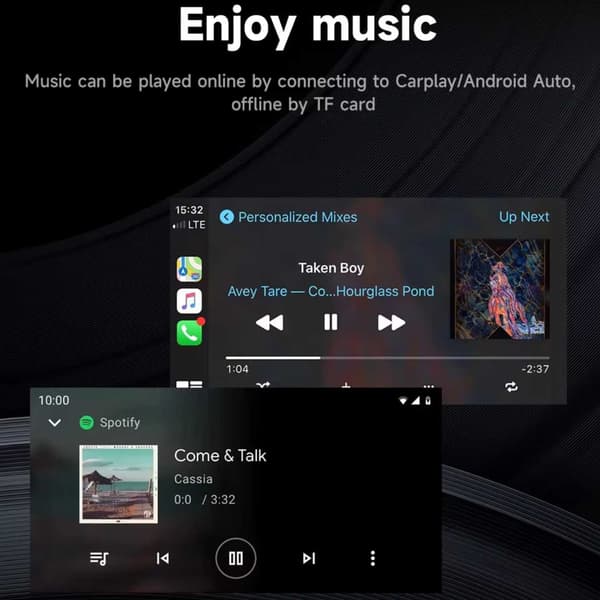 Bilstereo 7\" Touchscreen til bil med trådløs Carplay og Android Auto sort black