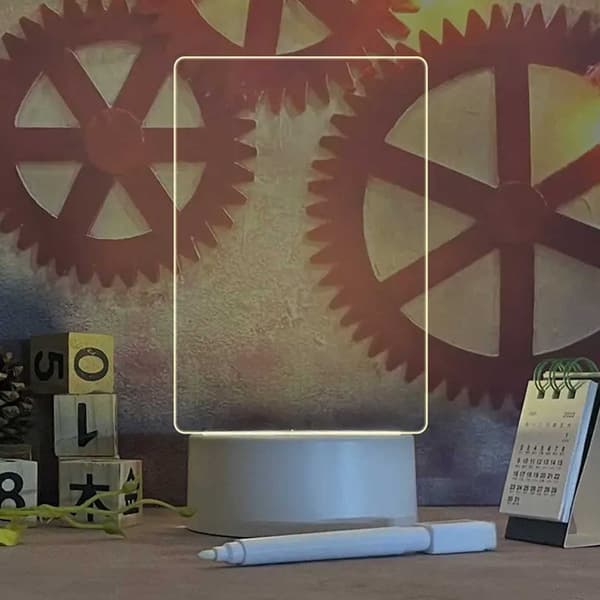 LED notisblokk bordlampe med penn hvit white