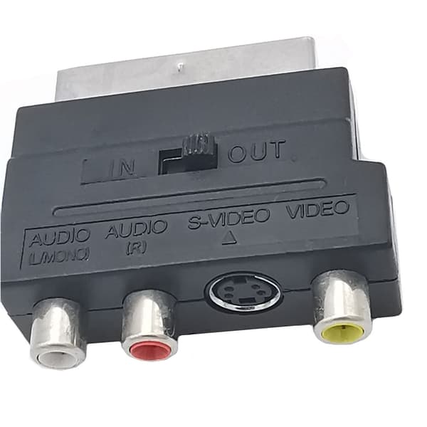 SCART til AV 3RCA konverter med switch, SCART til AV adapter AV 3RCA 21 pin.
