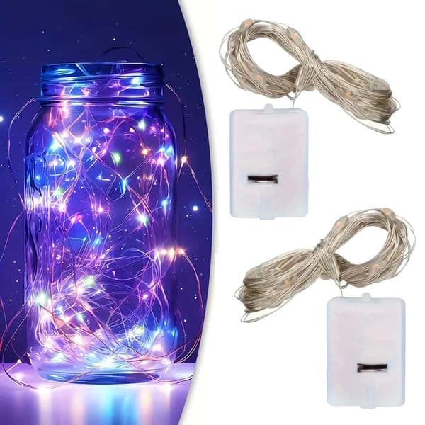 2-pack batteridriven LED-ljusslinga flerfärgad 1m