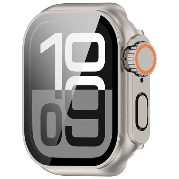 Beskyttelsesetui til Apple Watch - Hård PC & Hærdet Glas Sølv 46 mm Sølv 46 mm Silver