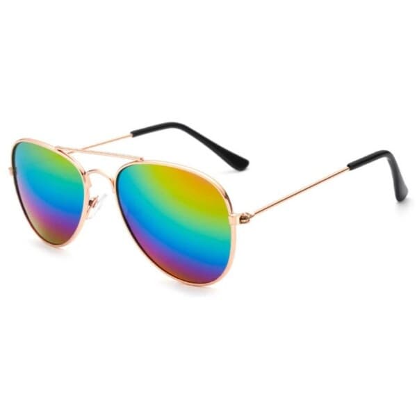 Pilot Solbriller for Barn - Barn Solbriller - Gull Regnbue Speilglass Flerfarget multicolor