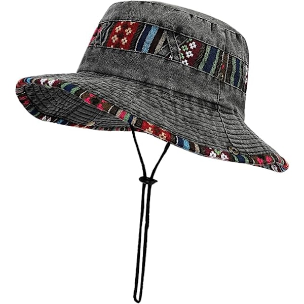 Solhattar för män UV-skydd Sommar Strandhatt Bomull Boonie Hatt Safari Hatt Bred Brätte Vikbar Fiske Trädgård Vandring Hatt Dark grey