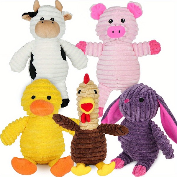 Hundleksaker, 5-pack, Plysch Hundleksaker med Pip, Blandat Värdepaket Djurleksak för Små Mellanstora Stora Hundar, Gosedjur Valp Tuggleksak