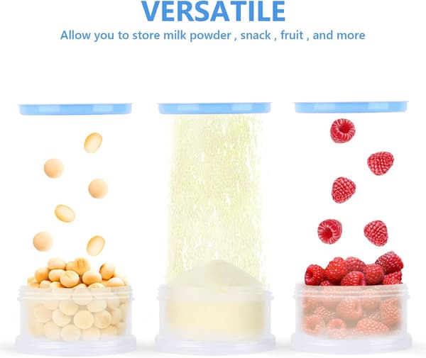 Melkedispenser, 2 STK Bærbar Melkepulverdispenser med 5 Rom Stablebare Bokser Egnet for Snacks