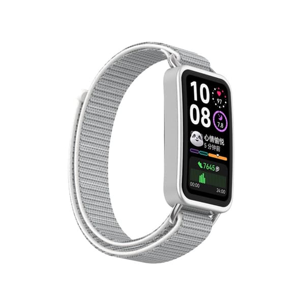 Tyylikäs nailonranneke Huawei Band 10/9/8 -älykellolle metalliadaptereilla, harmaa Grey