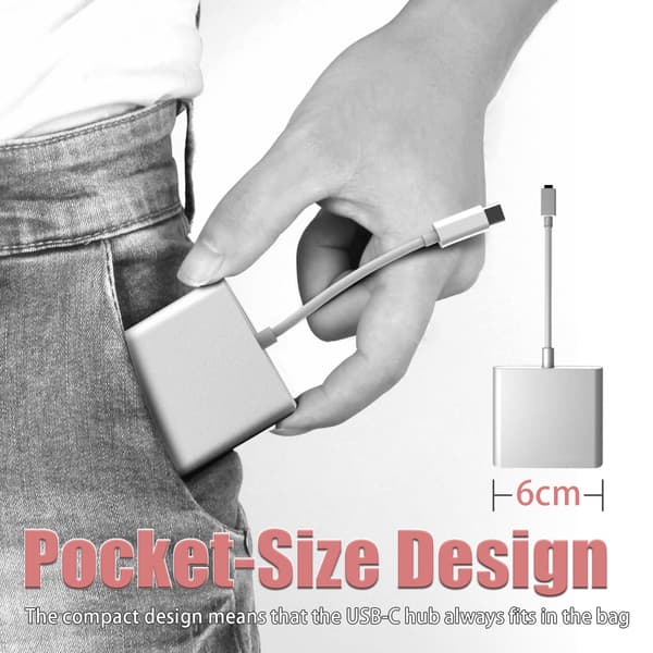 USB-C-moniporttisovitin USB:lle (PD), USB-C:lle, 4K HDMI-yhteensopiva