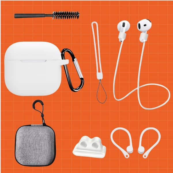Åtte-delt beskyttelsesdekselsett for AirPods 4. generasjon, hvit
