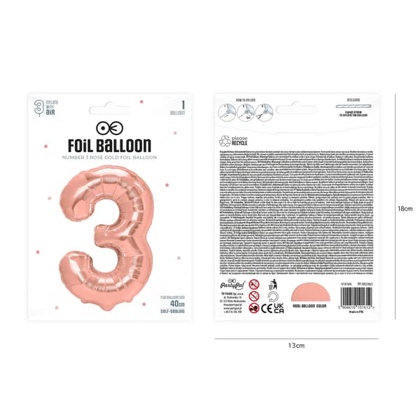 Foliopallo numero 3 ruusukulta 40 cm