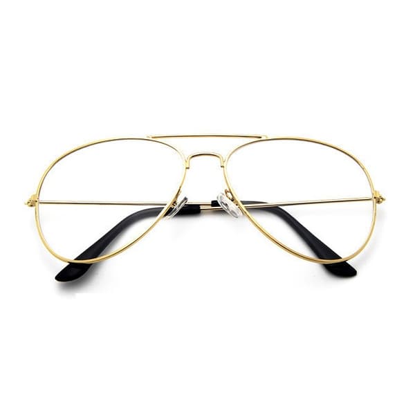 Retro Pilot Aviator Briller Gull Klare Linser Uten Styrke gull gold