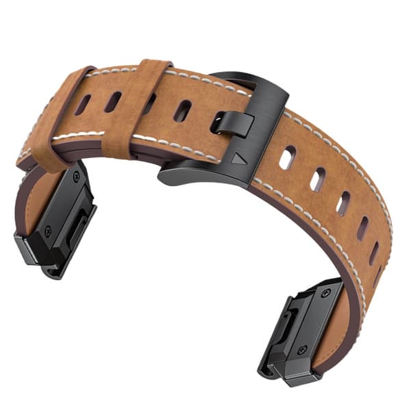 Ægte læder urrem til Garmin Fenix 8/7X/7/6/5/965 Brun 26 mm Brun 26 mm Brown