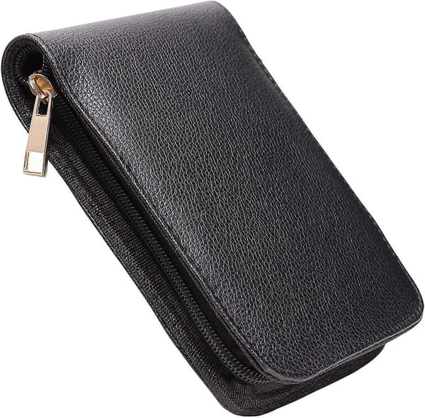 Fontæne Roller Ball Pen Etui Holder - PU Lædertaske Til 12 Penne (sort)