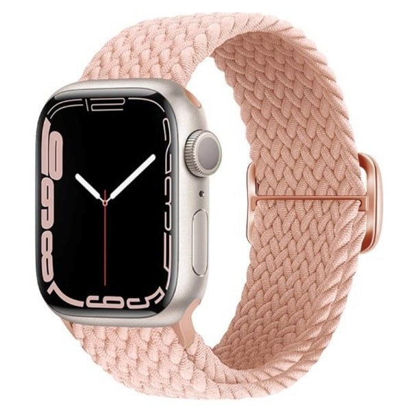 Flätat Solo Loop-armband Kompatibelt med Apple Watch Armband 42mm 44mm 45mm 46mm 49mm, Elastiska Sportband för Apple Watch SE Sand Pink 42mm-44mm-45mm-49mm