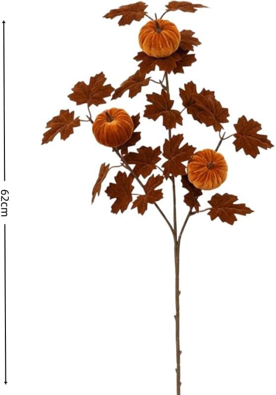 Konstgjord pumpa- och lönnlövsdekoration för hösten, 62 cm, 1 st, kaffe