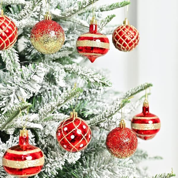 16 st röda glitterkulor 6 cm plast julgransdekoration Red