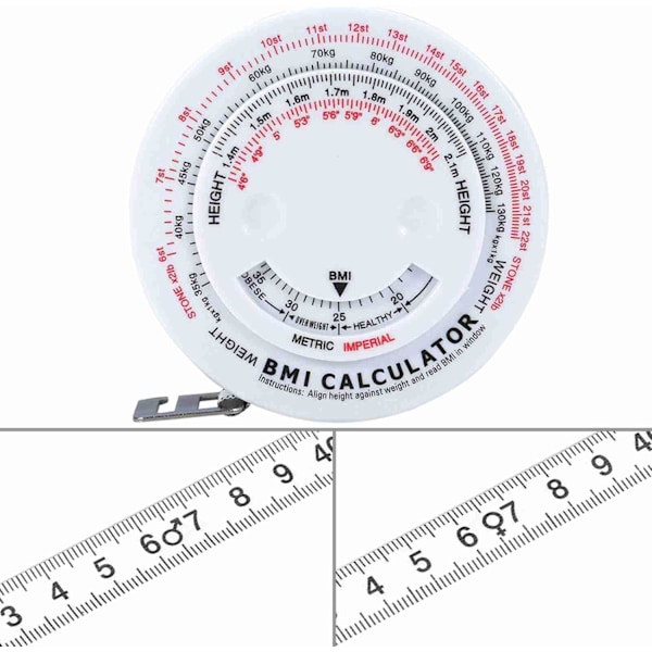Måttband Kropp, BMI Kroppsmåttband, 150 cm Infällbart Kroppsfettmätning för Midjemått Kroppsmasseindexmätning
