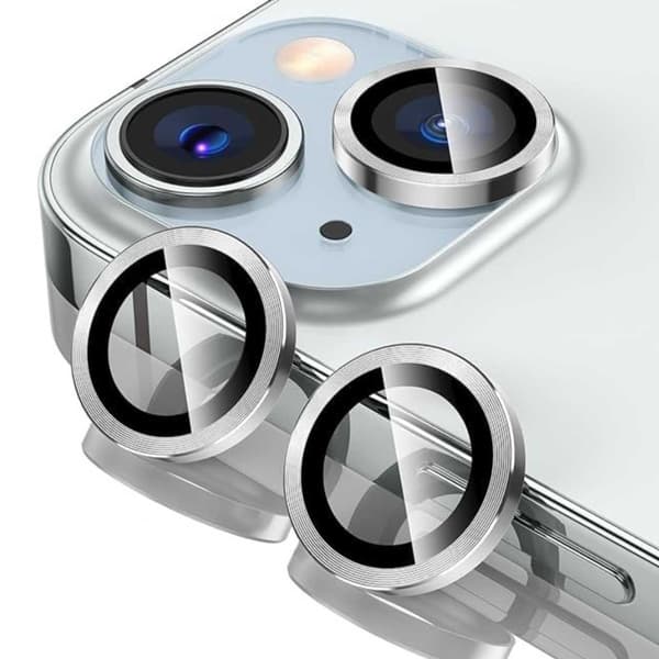 iPhone 15/15 Plus -linssinsuojus, hopea silver