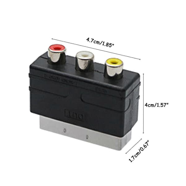 Scart til 3 RCA Phono Adapter Konverter AV TV Lyd For Video DVD Fjernsyn