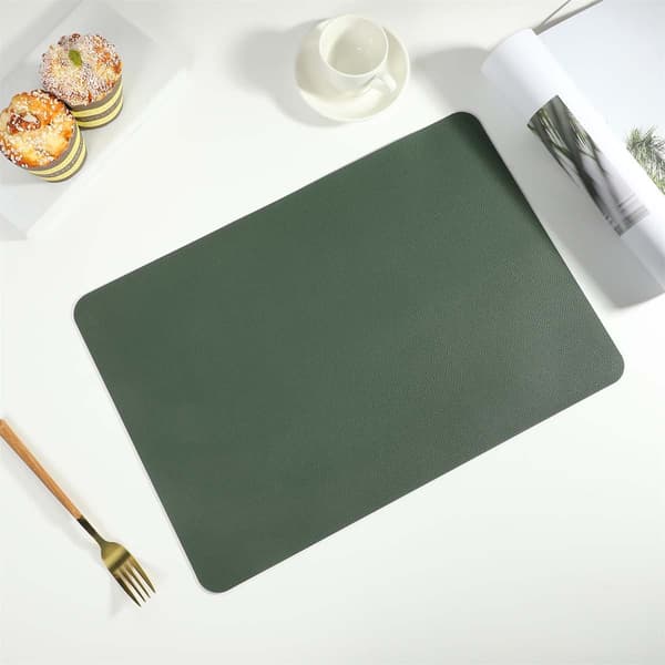 4-pak dækkeserviet i kunstlæder rektangulær grøn 43x30cm grøn green