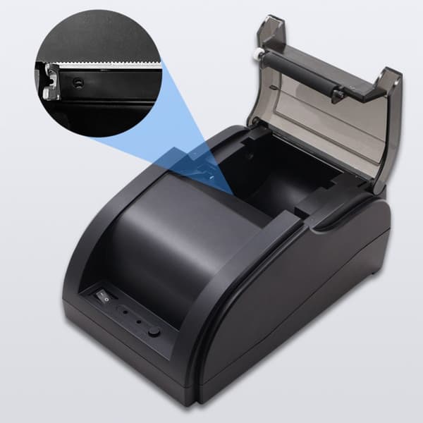 58 mm termisk kvitteringsprinter Bluetooth USB til mobil POS og butik, sort, 90 mm/s, 203 dpi, 5,8 cm papir, 4,8 cm printbredde