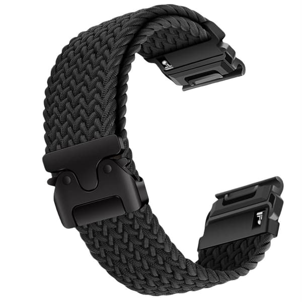 Elastisk vævet nylonrem kompatibel med Garmin Fenix 8/7X Pro/955/965 Quick Release magnetisk spænde sort 22 mm sort 22 mm Black