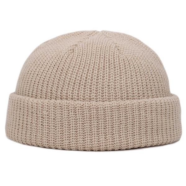 Beige Sotarmössa Ribbstickad mössa Fiskarmössa beige