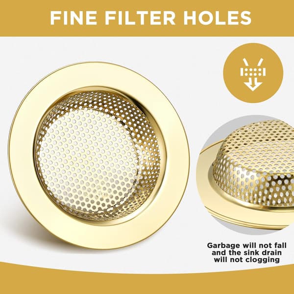 Sett med 2 vaskesiler i rustfritt stål, nettingavløpsdeksel, hårfanger, 11,2 cm (4,4 tommer) diameter.