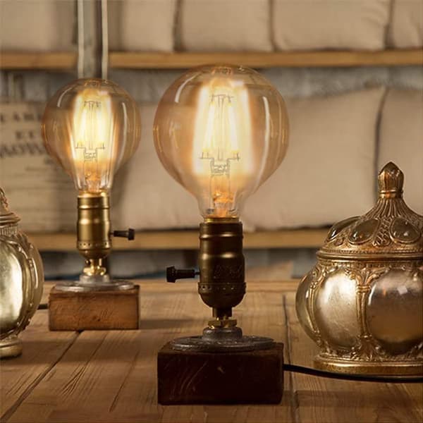 Edison Retro LED-glödlampor, Varmt ljus 2700K, 6W (motsvarar 60W), G80 E27, 220V, 4-pack [Energiklass E]