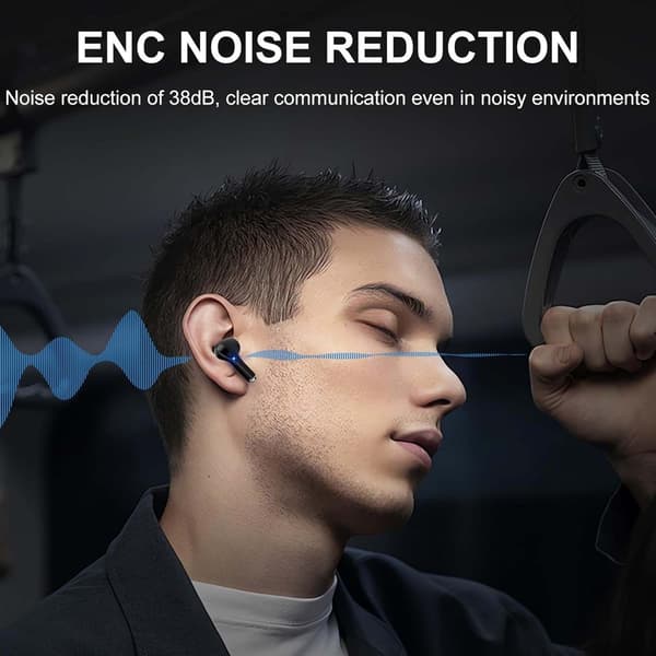 TWS Trådløse In-Ear Hovedtelefoner ENC, Bluetooth 5.3, LCD-display og Touch-kontrol Sort
