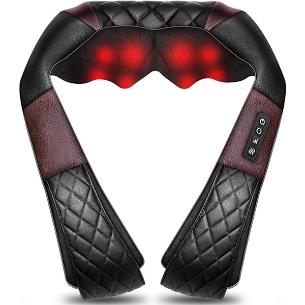 Ryggmassager med Värme, Nackmassager Present till Kvinnor/Män/Mamma/Pappa, Shiatsu Axelmassager, Elektrisk Djupvävnads 4D Knådande Massager Present Black Brown