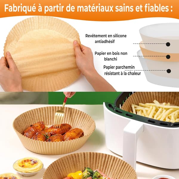 Bagepapir til airfryer (100 ark, 16 cm) — Non-stick bagepapir, velegnet til airfryers