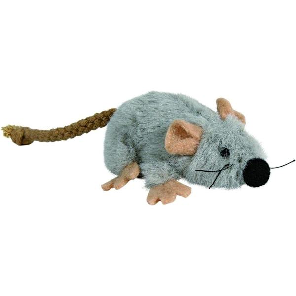 Plyschmus, 10 cm, grå