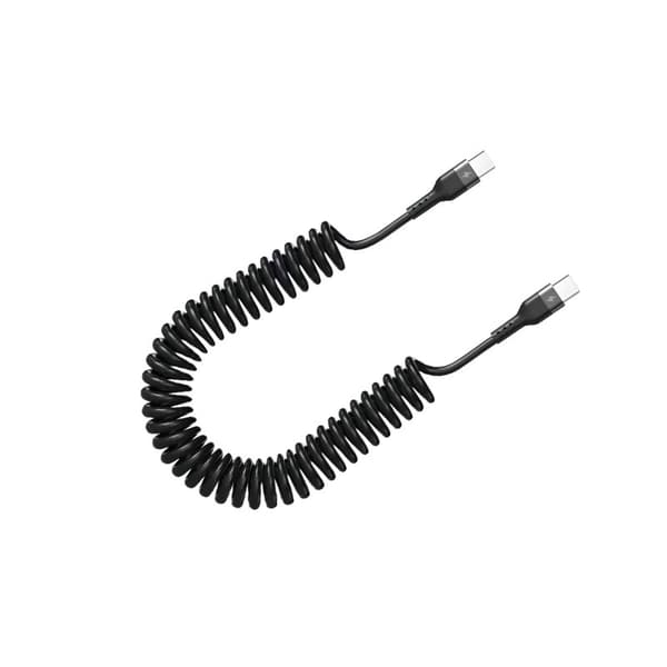 1,5M USB Type-C till Type-C Spiralkabel - 5A Snabbladdning, Kompatibel med Huawei, Apple, Android