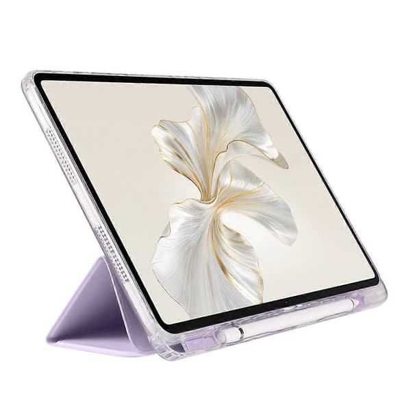 Fodral till Honor Pad 9 Tri-Fold Ställ Läder+TPU+Akryl Klar Baksida Tablet Skydd